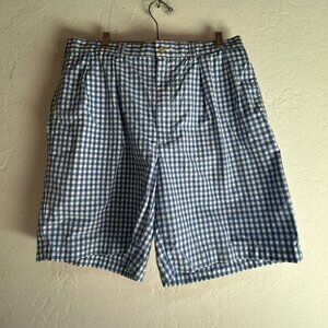 Polo By Ralph Lauren Men's Tyler Gingham Print Mid Rise Chino Shorts Blue 35